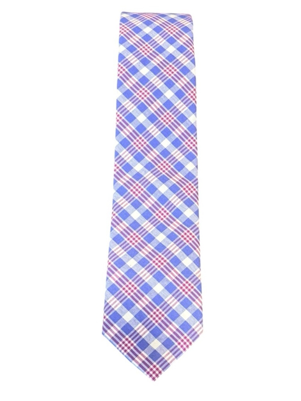 Blue Plaid Necktie Red Check Cotton Slim Tie Men J.Crew
